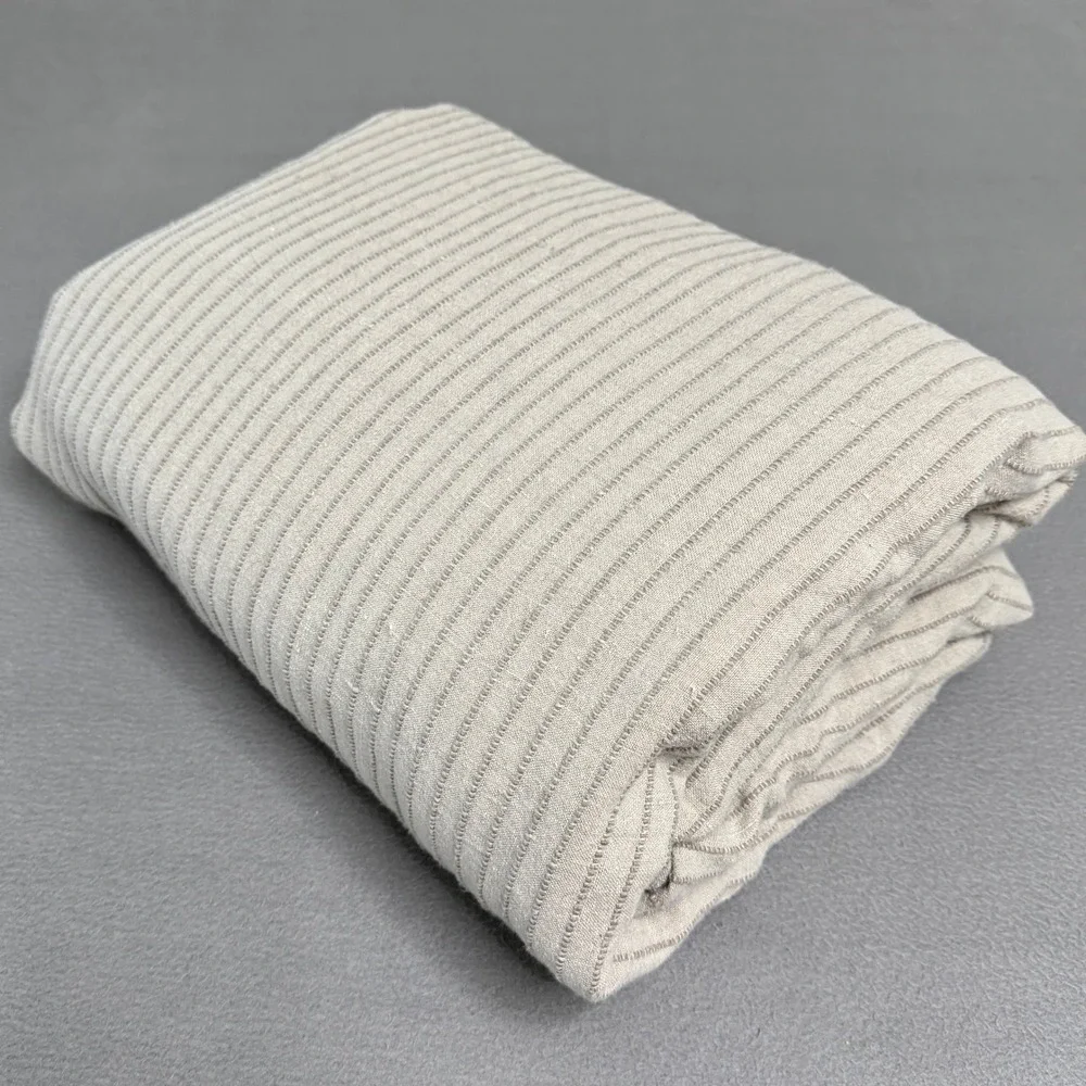 Pottery Barn Duvet Cover King Tan Linen Cotton Striped Textured Bedding 108x92